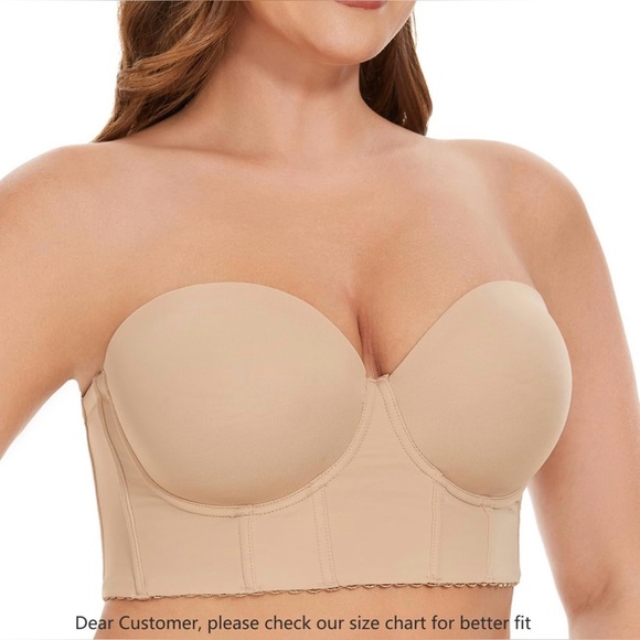 SEA BBOT Women Longline Strapless Bra Full Figure Corset Bra Hide Back Fat - Picture 2 of 10